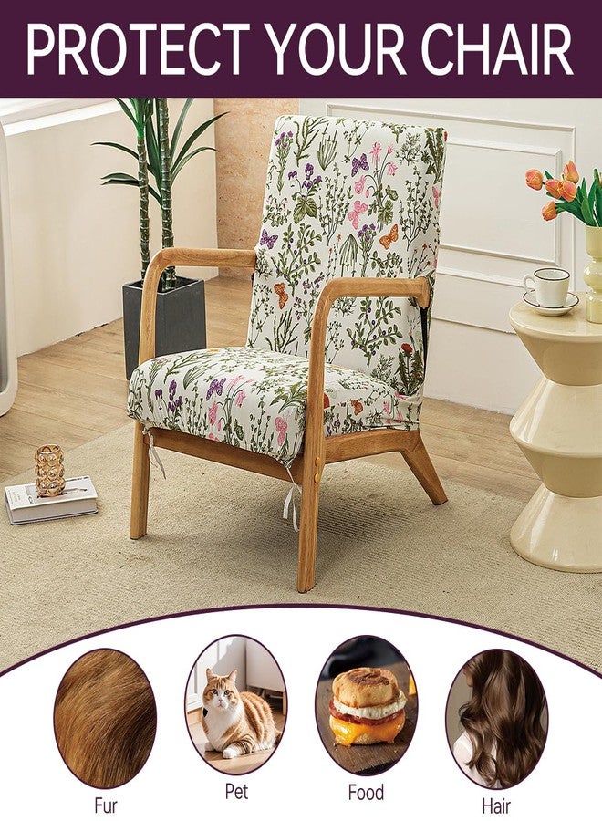 SONNACH Mid-Century Modern Chair Cover,Stretch Accent Chair Slipcovers with Arms,Printed Reading Armchair Covers Washable for Living Room (Butterfly) - Image 4